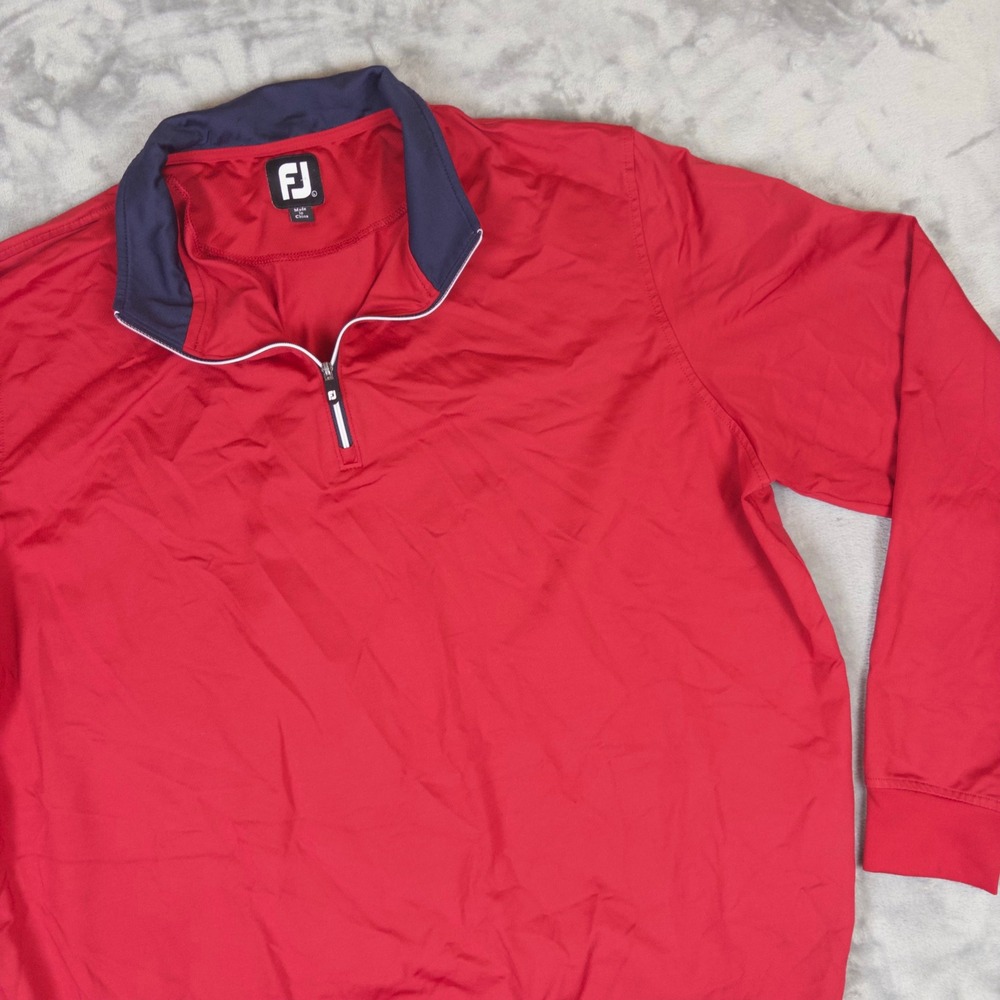 FootJoy Quarter Zip Pullover Mens Large Red Long Sleeve Golf Jacket RH Logo - Picture 2 of 6